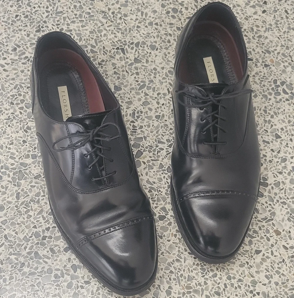 Florsheim Black Leather Cap Toe Lace-Up Oxford Dress Shoes Men’s 10D 20382